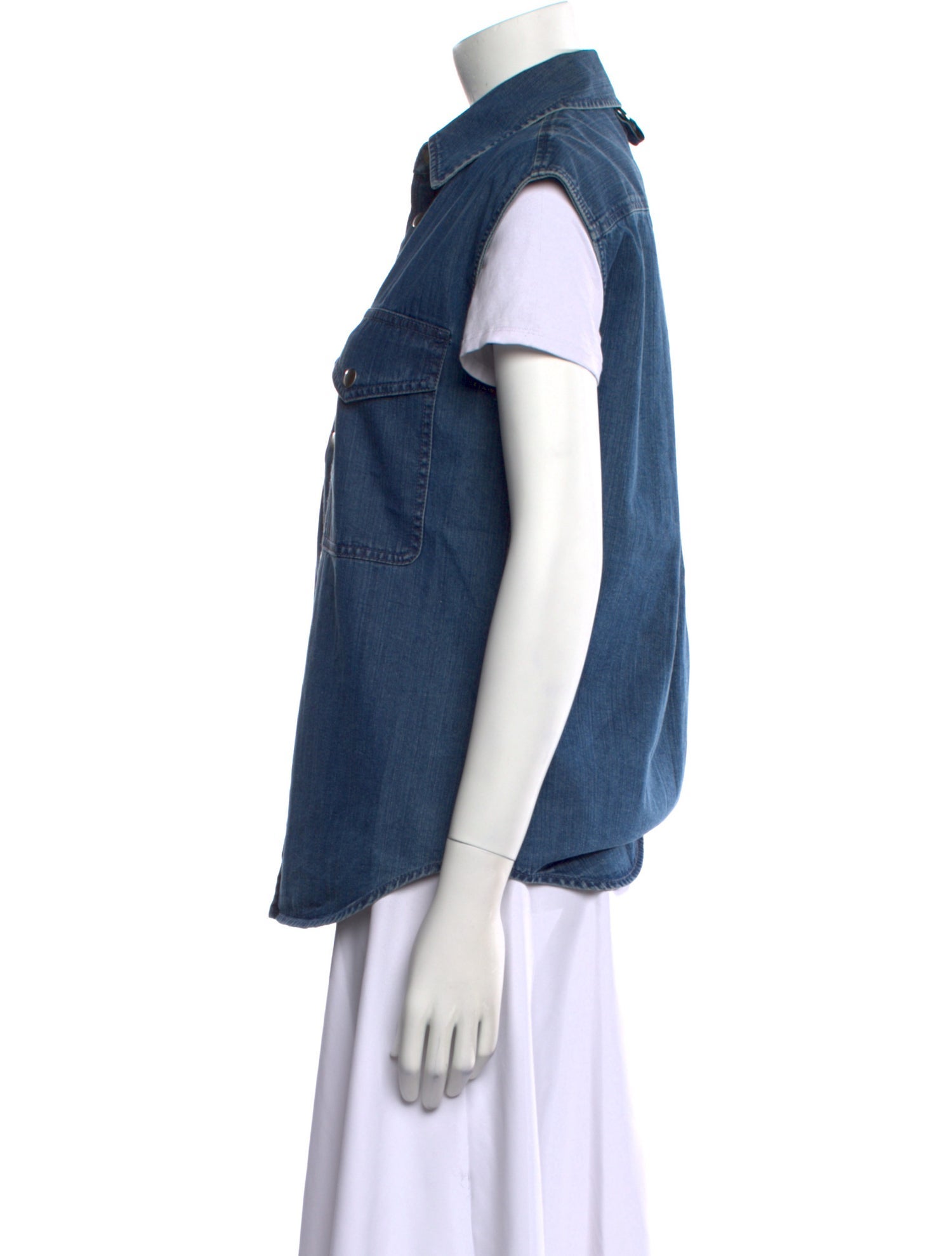 Tibi Short Sleeve Button-Up Top