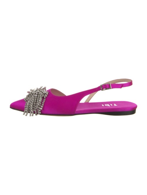 Tibi Satin Crystal Embellishments Slingback Flats