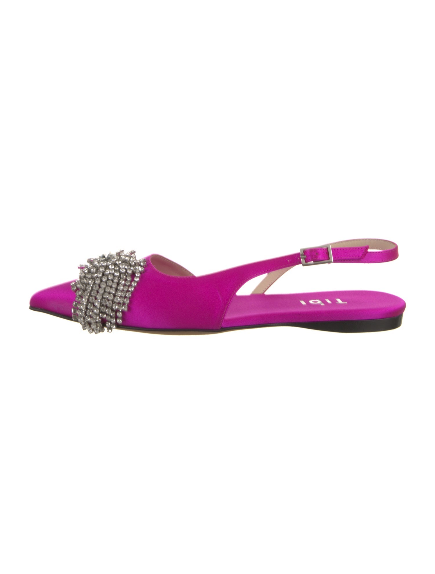 Tibi Satin Crochet Trim Slingback Flats