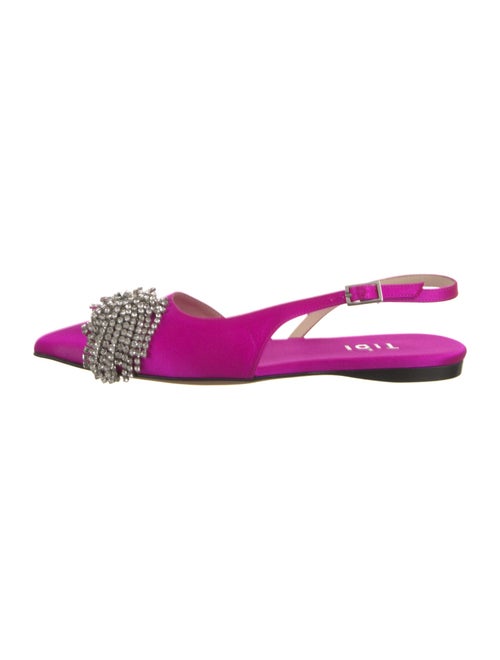 Tibi Satin Crochet Trim Slingback Flats