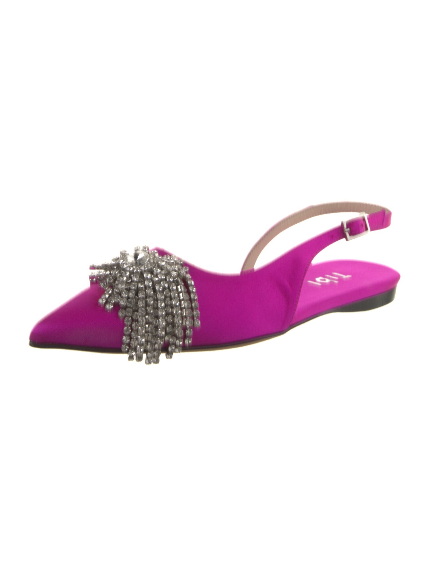 Tibi Satin Crochet Trim Slingback Flats