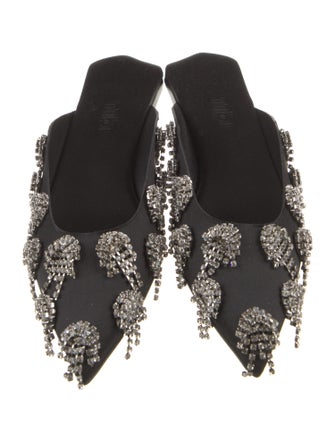 Tibi Satin Crystal Embellishments Mules