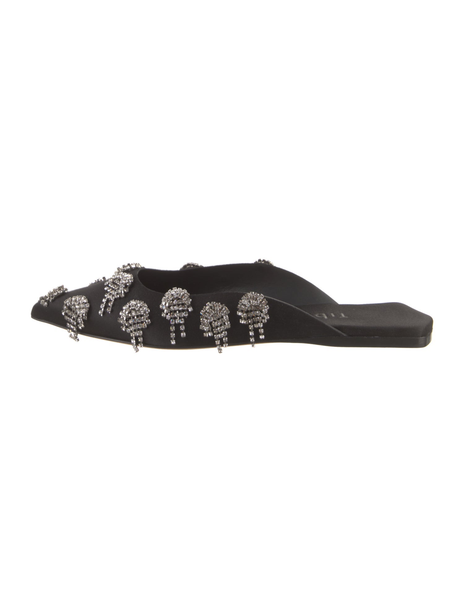 Tibi Satin Crystal Embellishments Mules