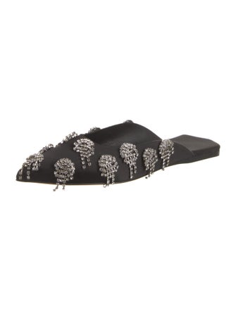 Tibi Satin Crystal Embellishments Mules
