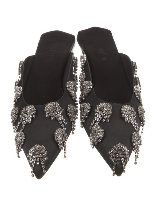 Tibi Satin Crystal Embellishments Mules