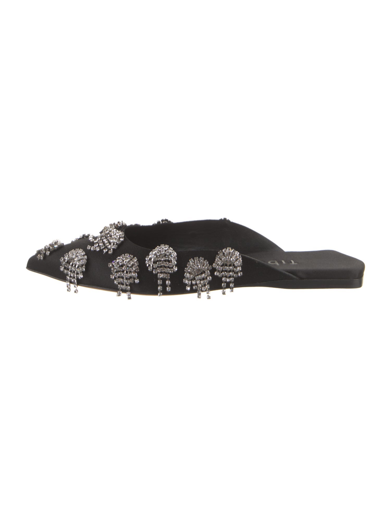Tibi Satin Crystal Embellishments Mules