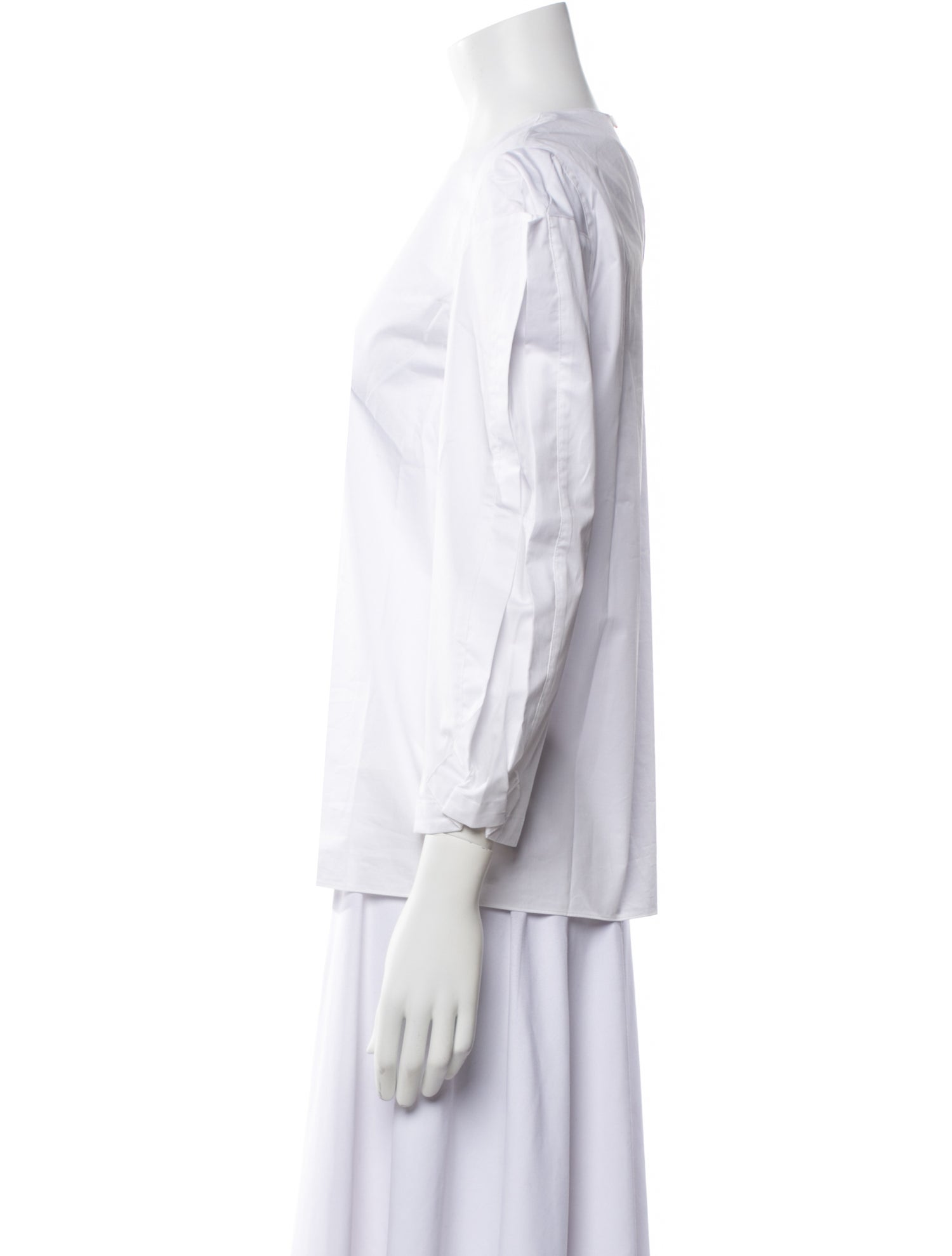 Tibi Crew Neck Three-Quarter Sleeve Blouse