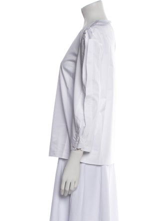 Tibi Crew Neck Three-Quarter Sleeve Blouse