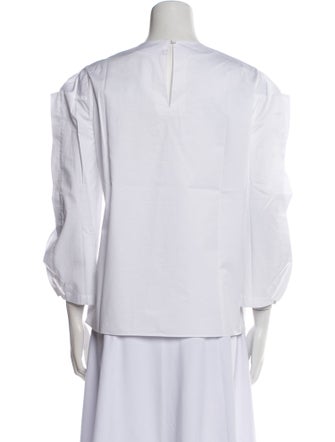 Tibi Crew Neck Three-Quarter Sleeve Blouse
