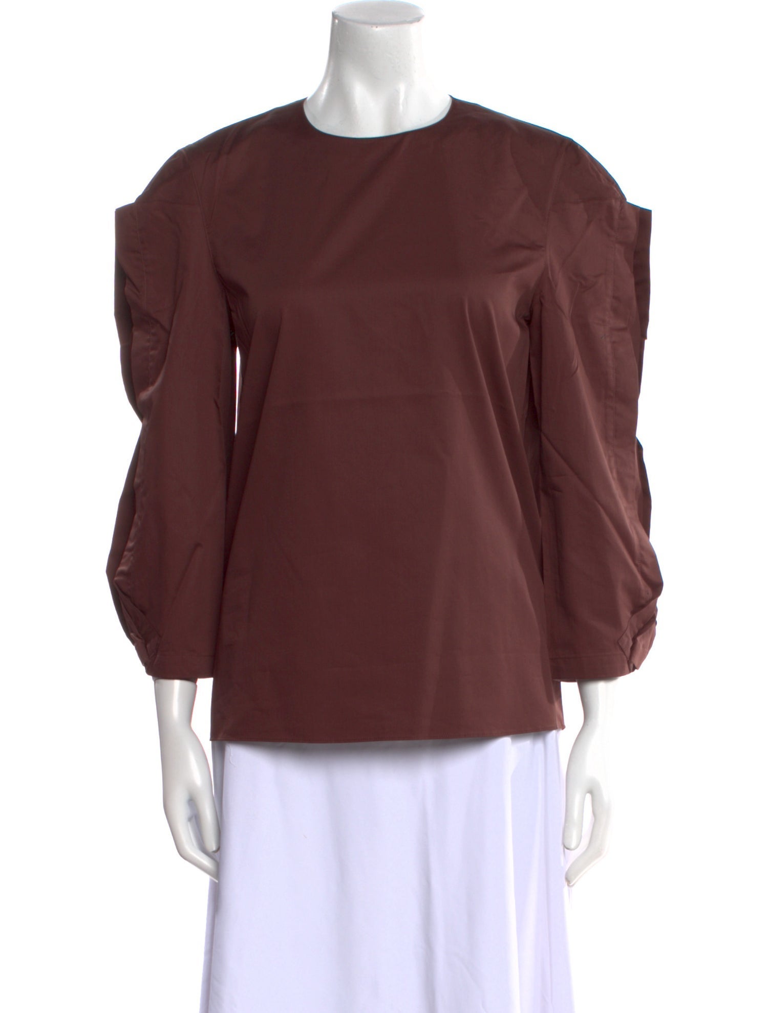 Tibi Crew Neck Three-Quarter Sleeve Blouse
