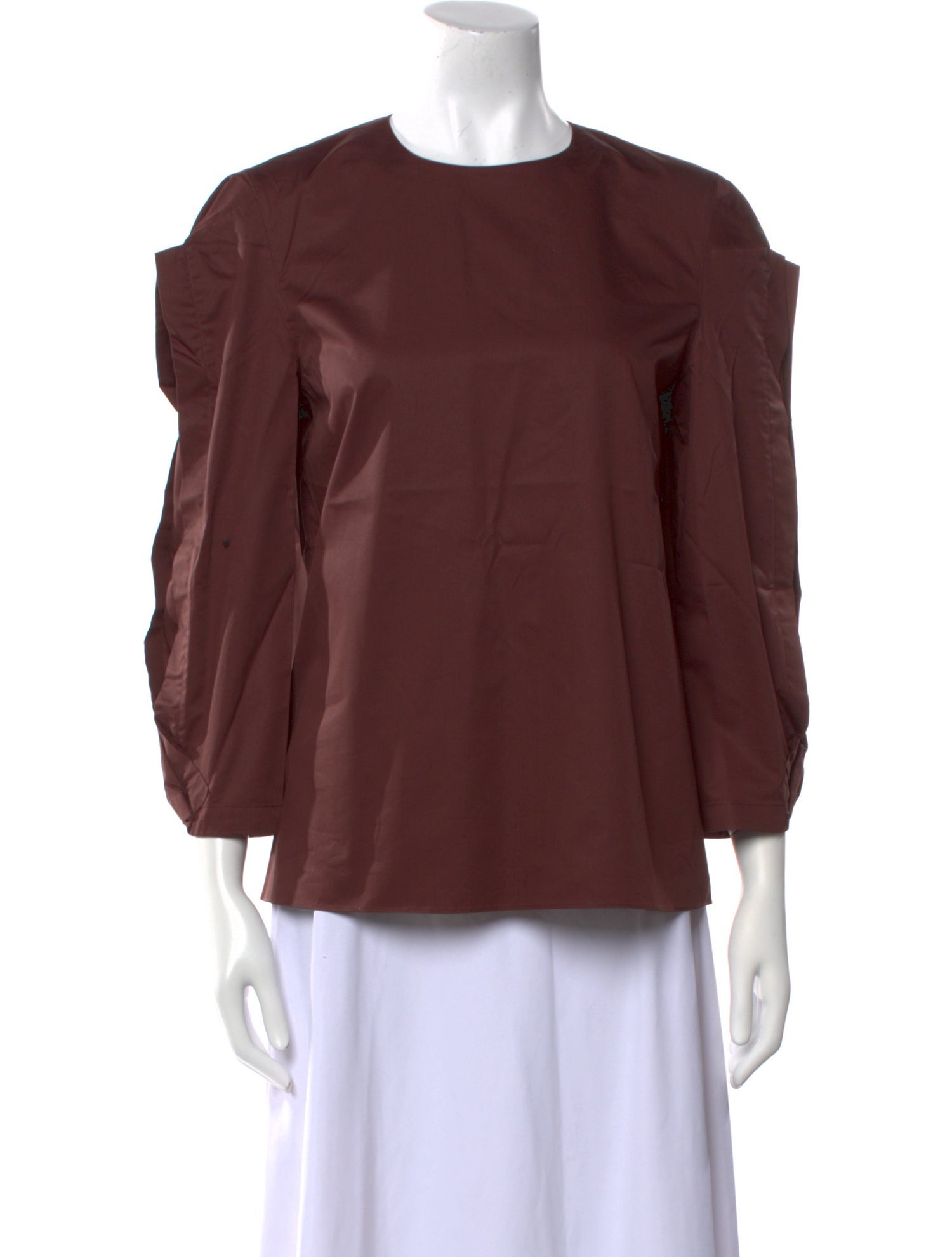 Tibi Crew Neck Three-Quarter Sleeve Blouse