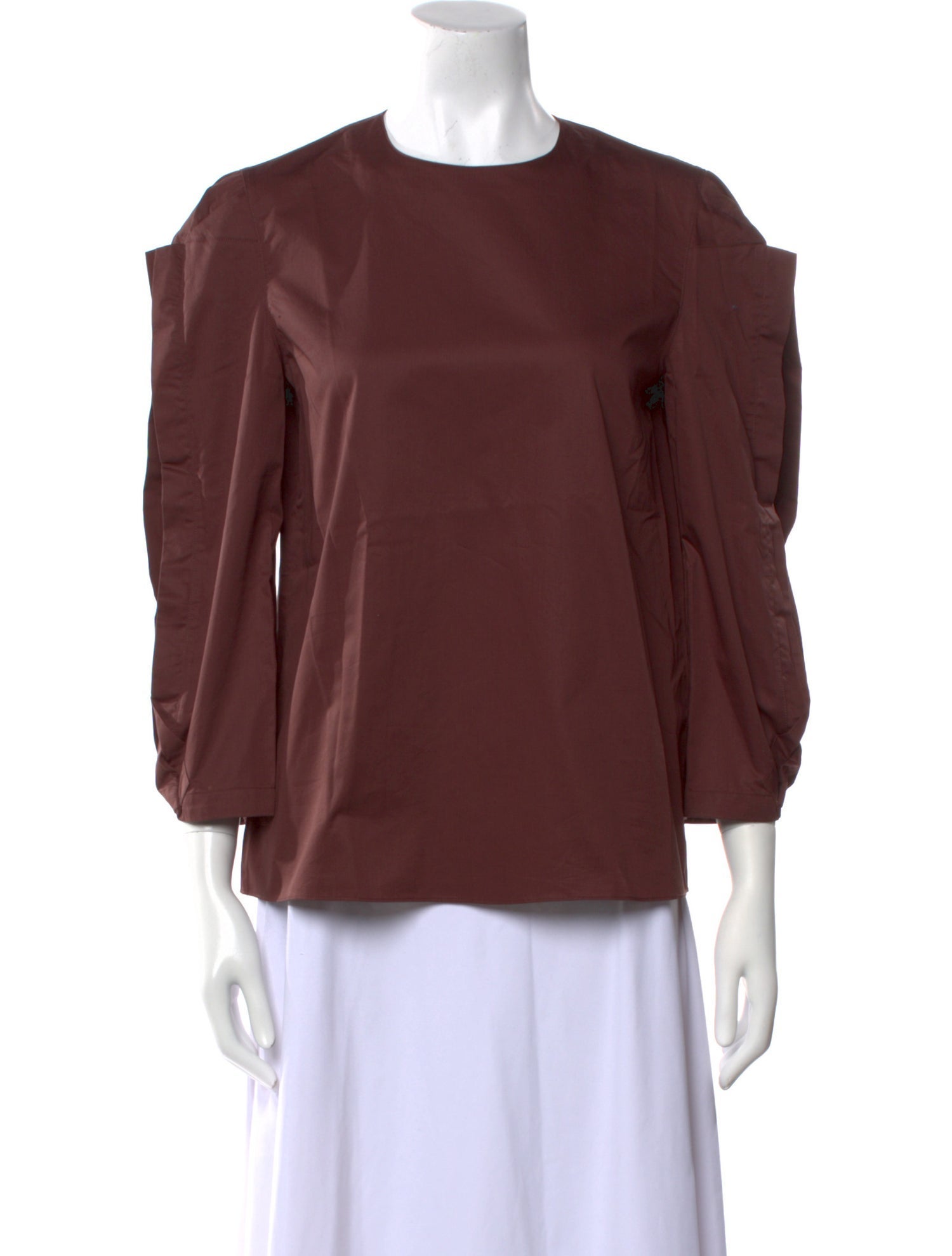 Tibi Crew Neck Three-Quarter Sleeve Blouse