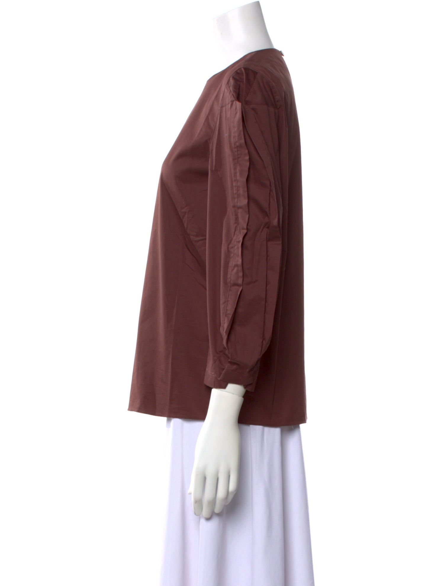 Tibi Crew Neck Three-Quarter Sleeve Blouse