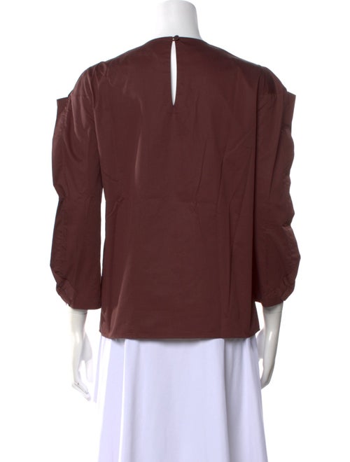 Tibi Crew Neck Three-Quarter Sleeve Blouse