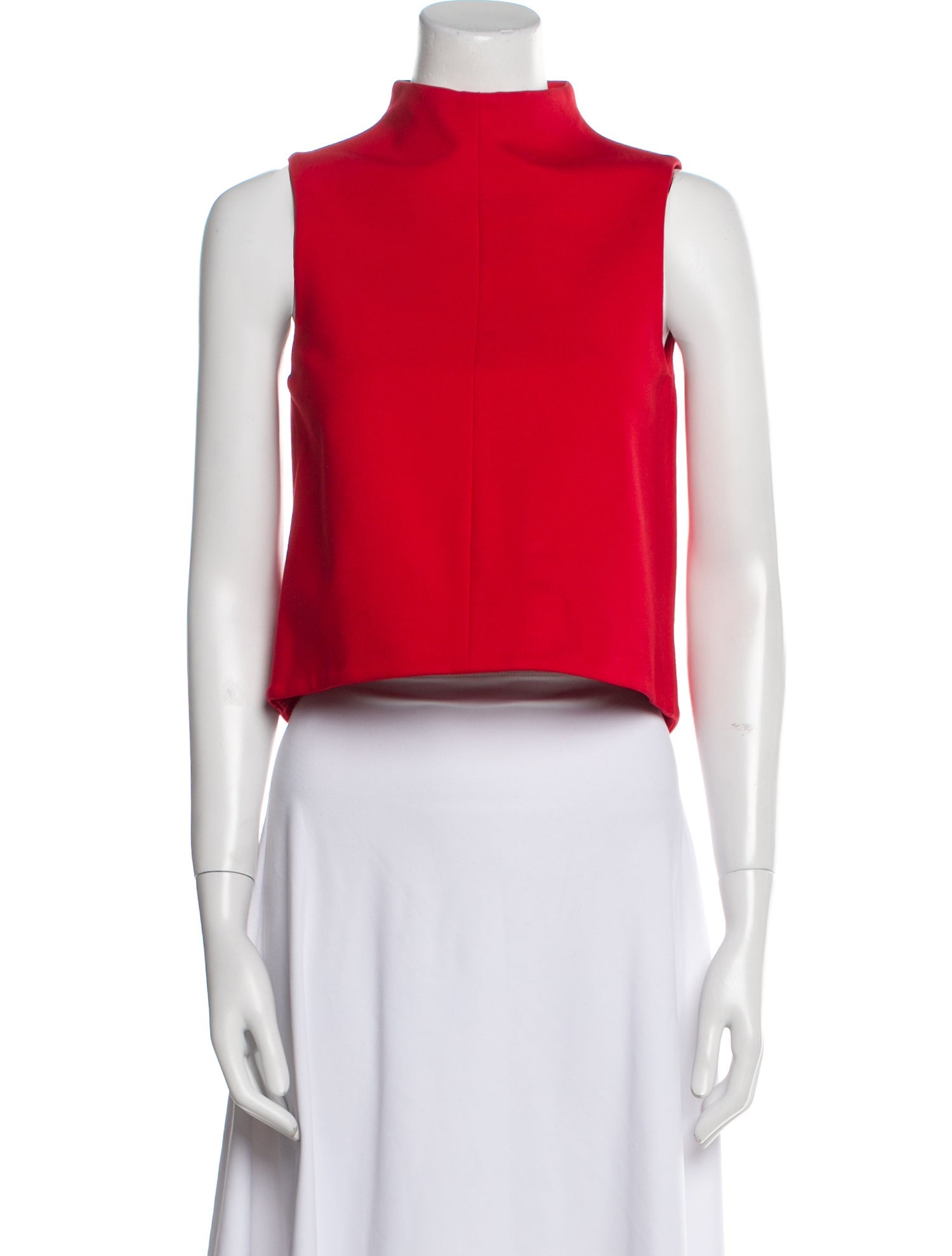 Tibi Mock Neck Sleeveless Crop Top