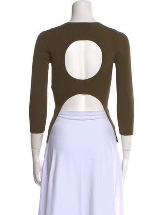 Tibi Crew Neck Three-Quarter Sleeve Top