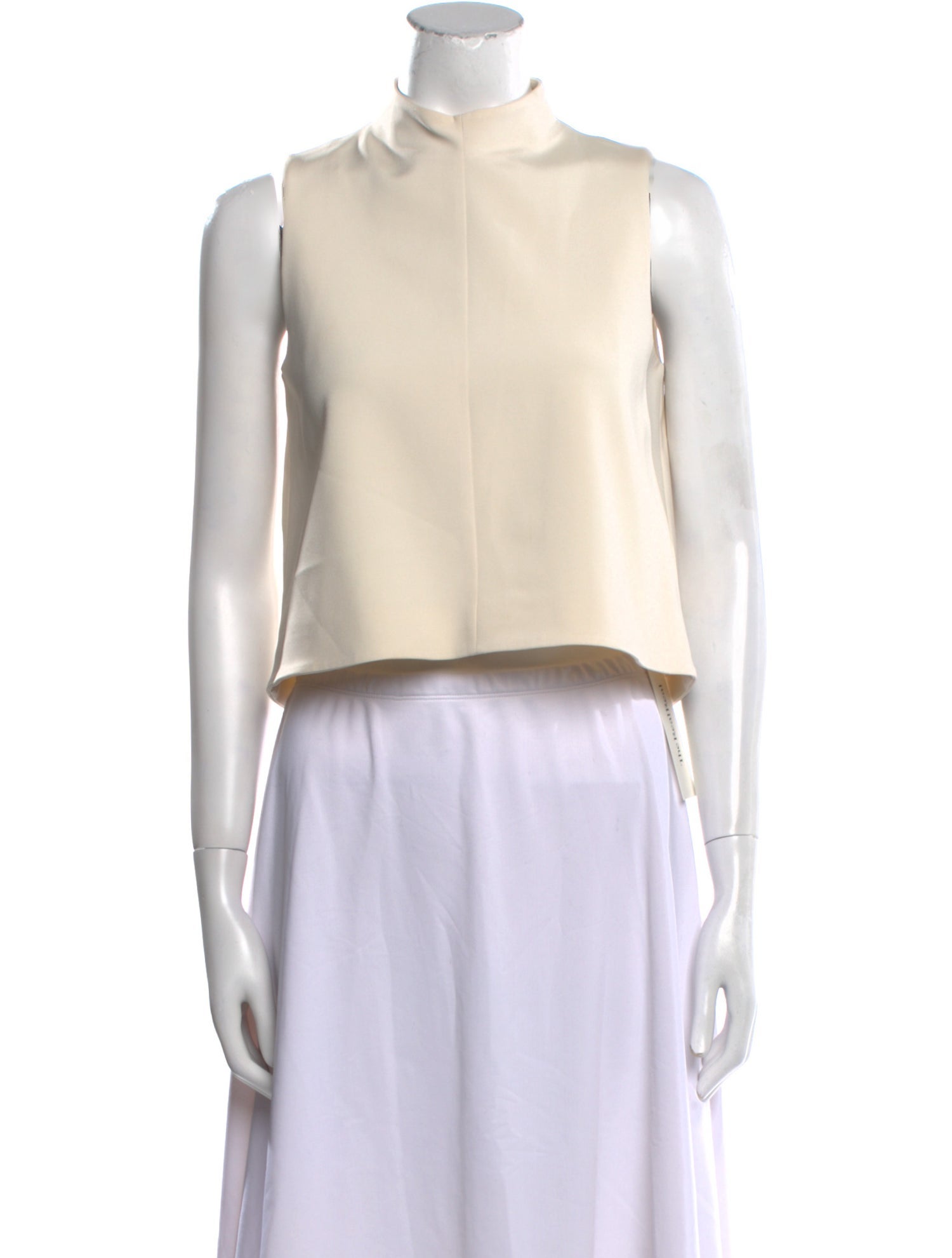 Tibi Mock Neck Sleeveless Crop Top