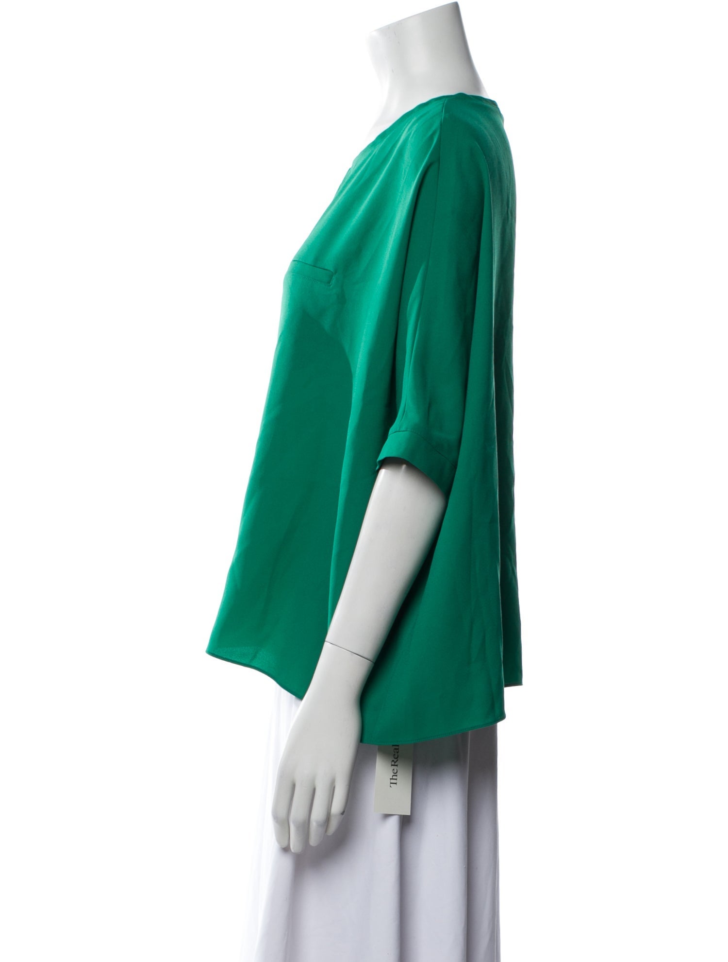 Tibi Scoop Neck Three-Quarter Sleeve Blouse