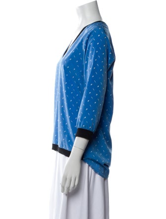 Tibi Printed V-Neck Top