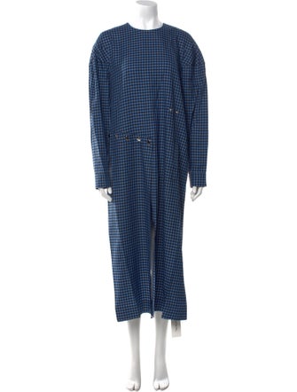 Tibi Plaid Print Long Dress