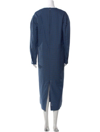 Tibi Plaid Print Long Dress