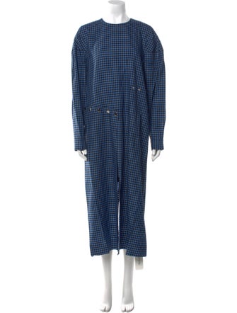 Tibi Plaid Print Long Dress