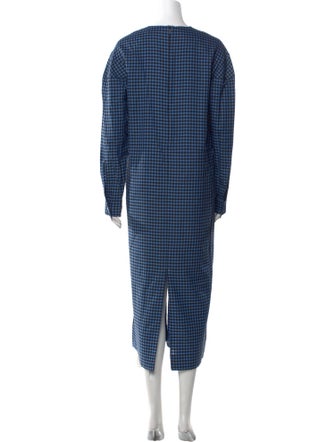 Tibi Plaid Print Long Dress