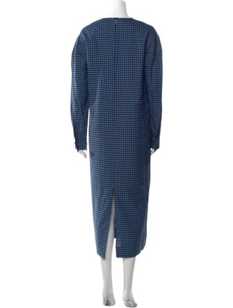 Tibi Plaid Print Long Dress