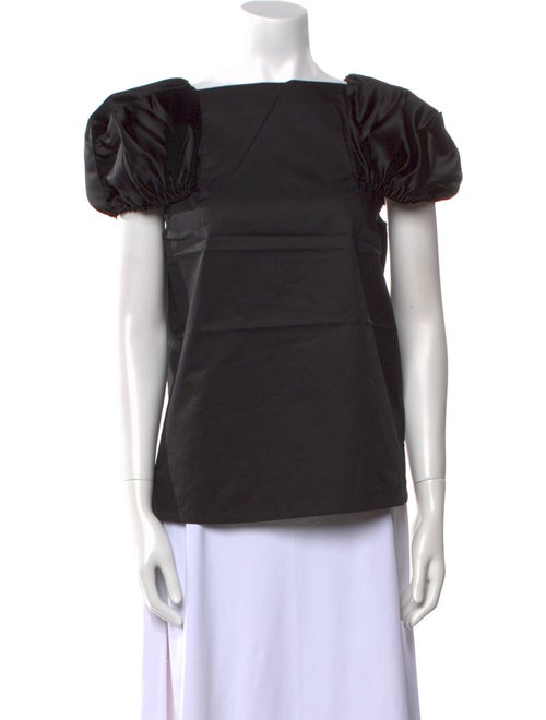 Tibi Square Neckline Short Sleeve Blouse