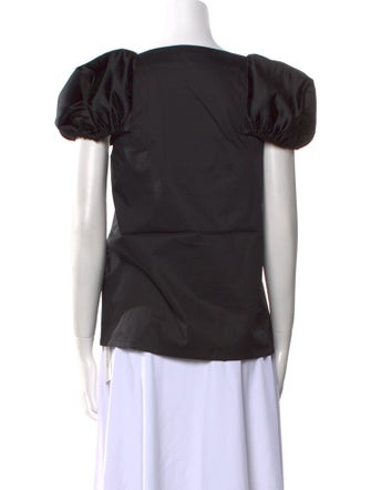 Tibi Square Neckline Short Sleeve Blouse