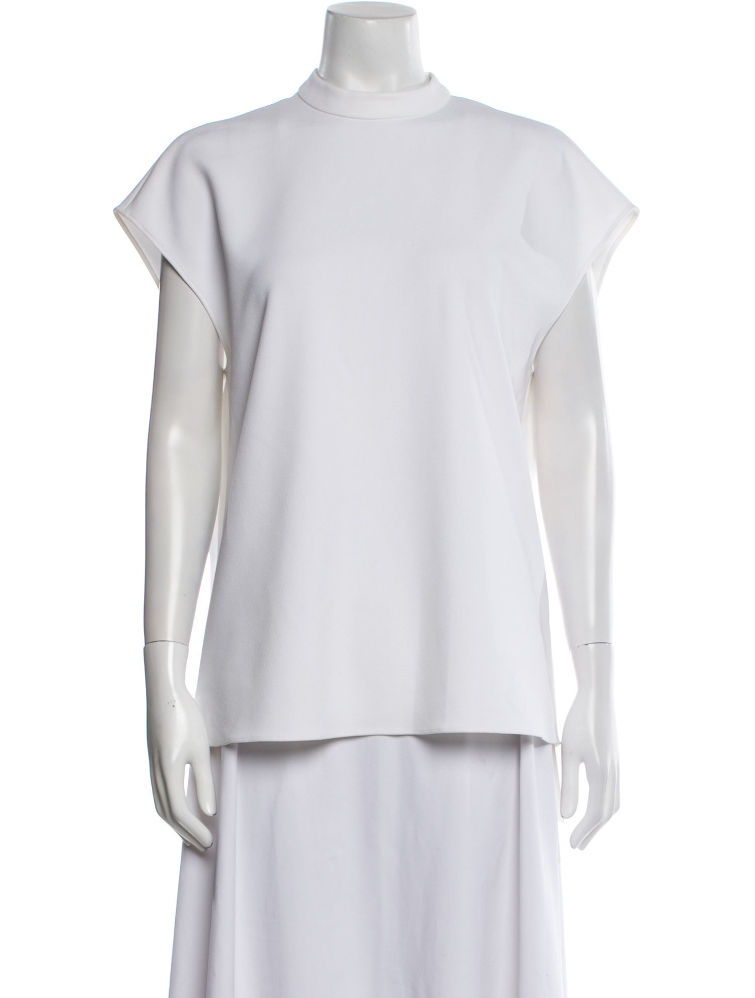 Tibi Mock Neck Short Sleeve Top