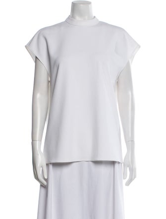 Tibi Mock Neck Short Sleeve Top