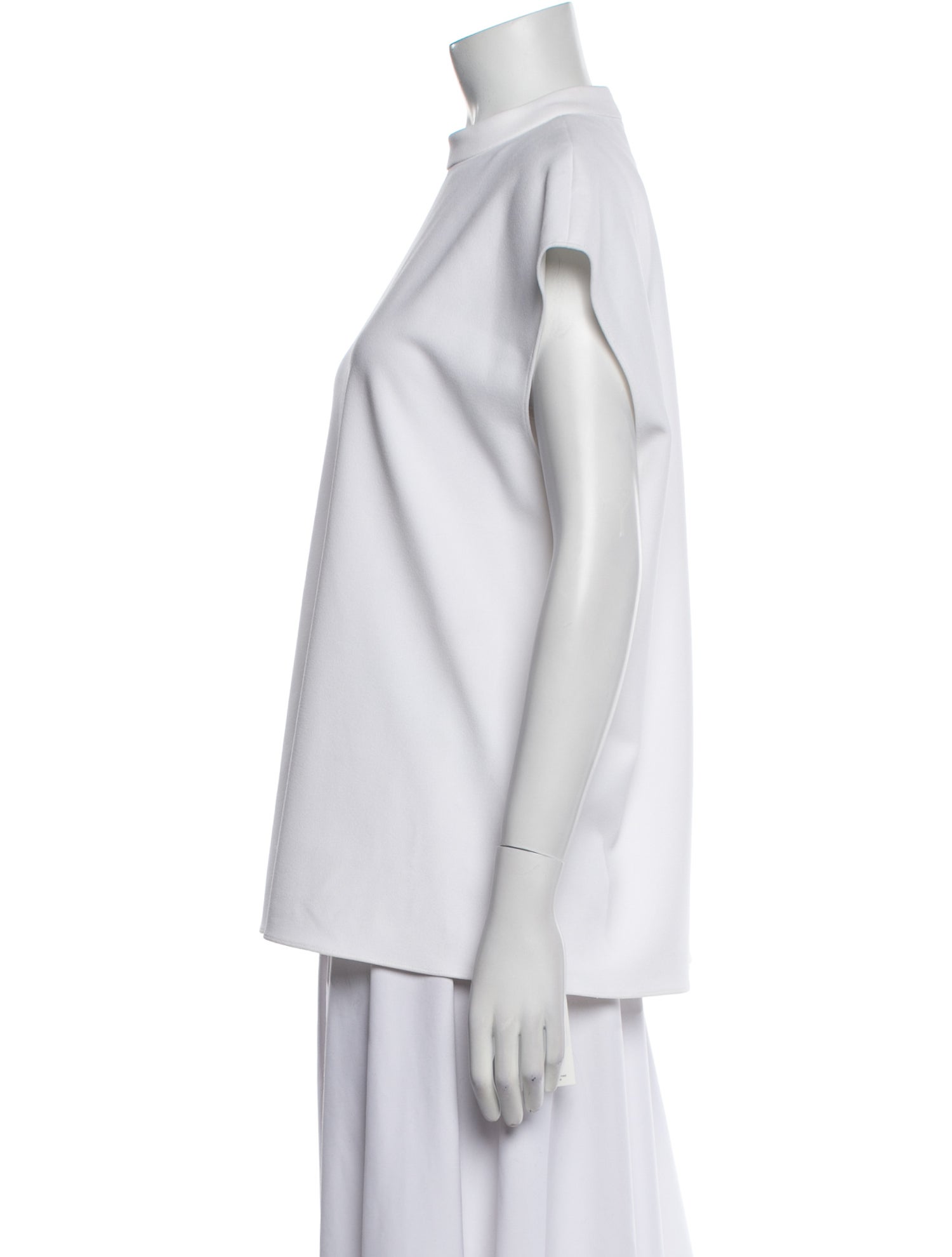 Tibi Mock Neck Short Sleeve Top