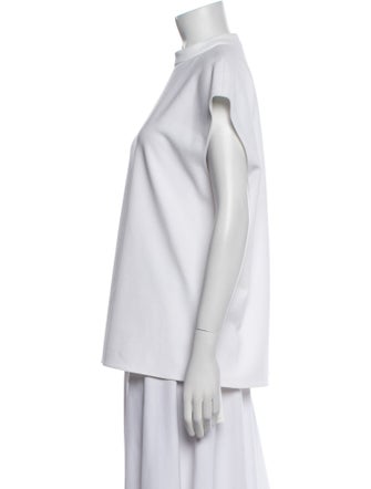 Tibi Mock Neck Short Sleeve Top