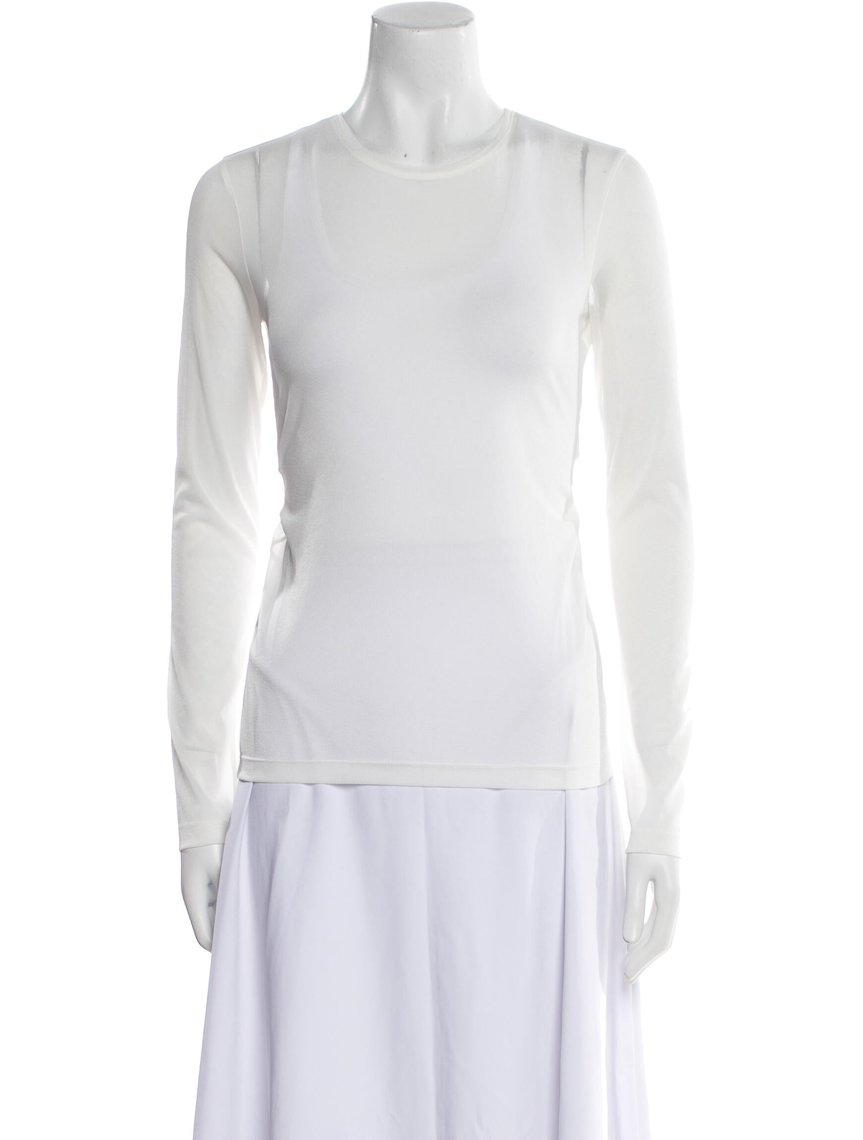 Tibi Crew Neck Long Sleeve Top