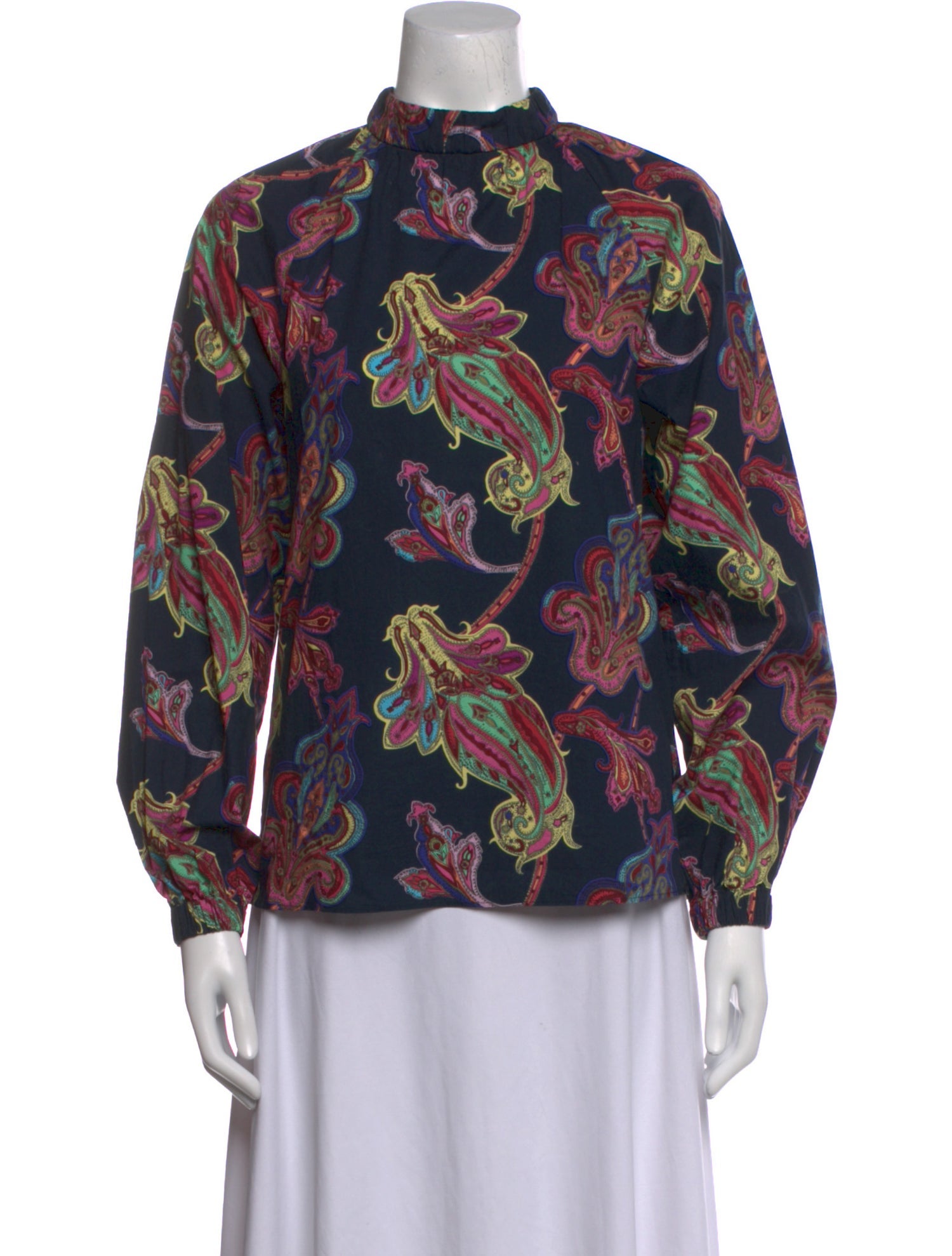 Tibi Printed Mock Neck Blouse