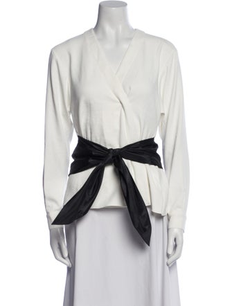 Tibi V-Neck Long Sleeve Blouse