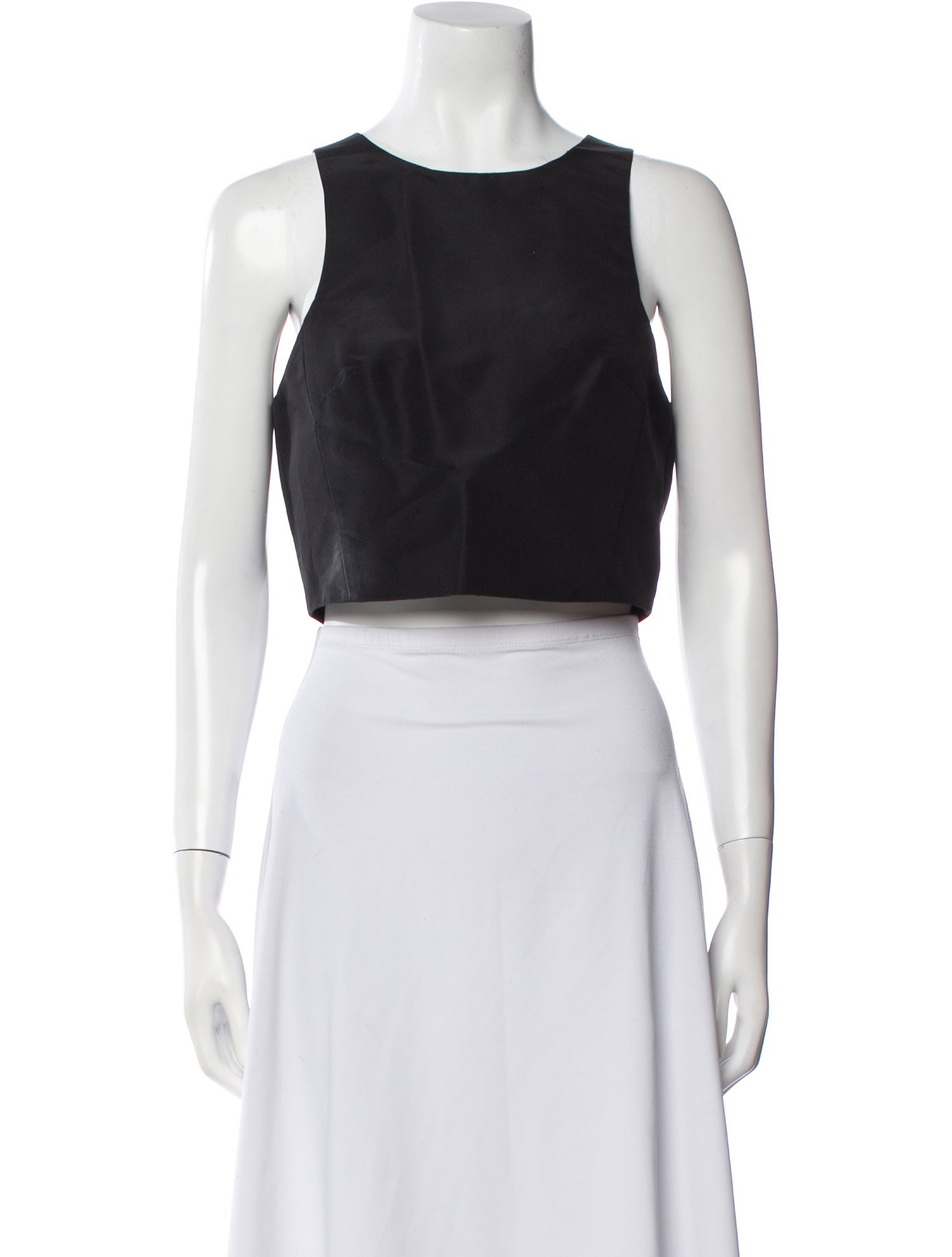 Tibi Silk Scoop Neck Crop Top