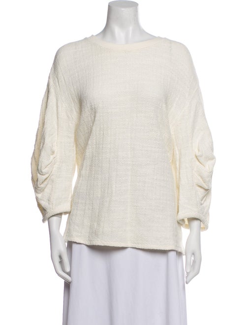 Tibi Scoop Neck Three-Quarter Sleeve Sweatshirt