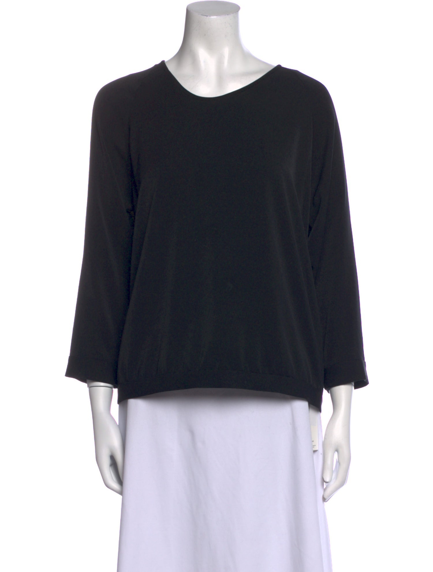 Tibi Scoop Neck Three-Quarter Sleeve Top
