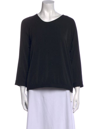 Tibi Scoop Neck Three-Quarter Sleeve Top