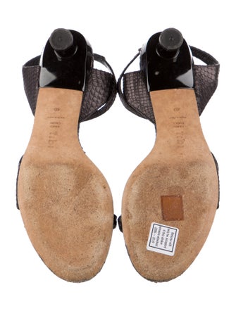 Tibi Snakeskin Chain-Link Accents Sandals