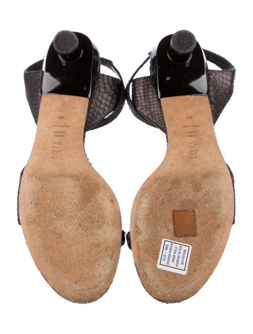 Tibi Snakeskin Chain-Link Accents Sandals