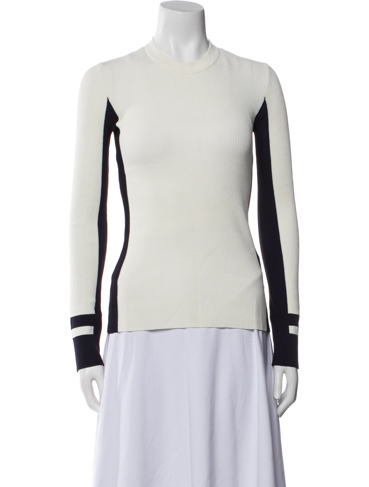 Tibi Colorblock Pattern Crew Neck Top