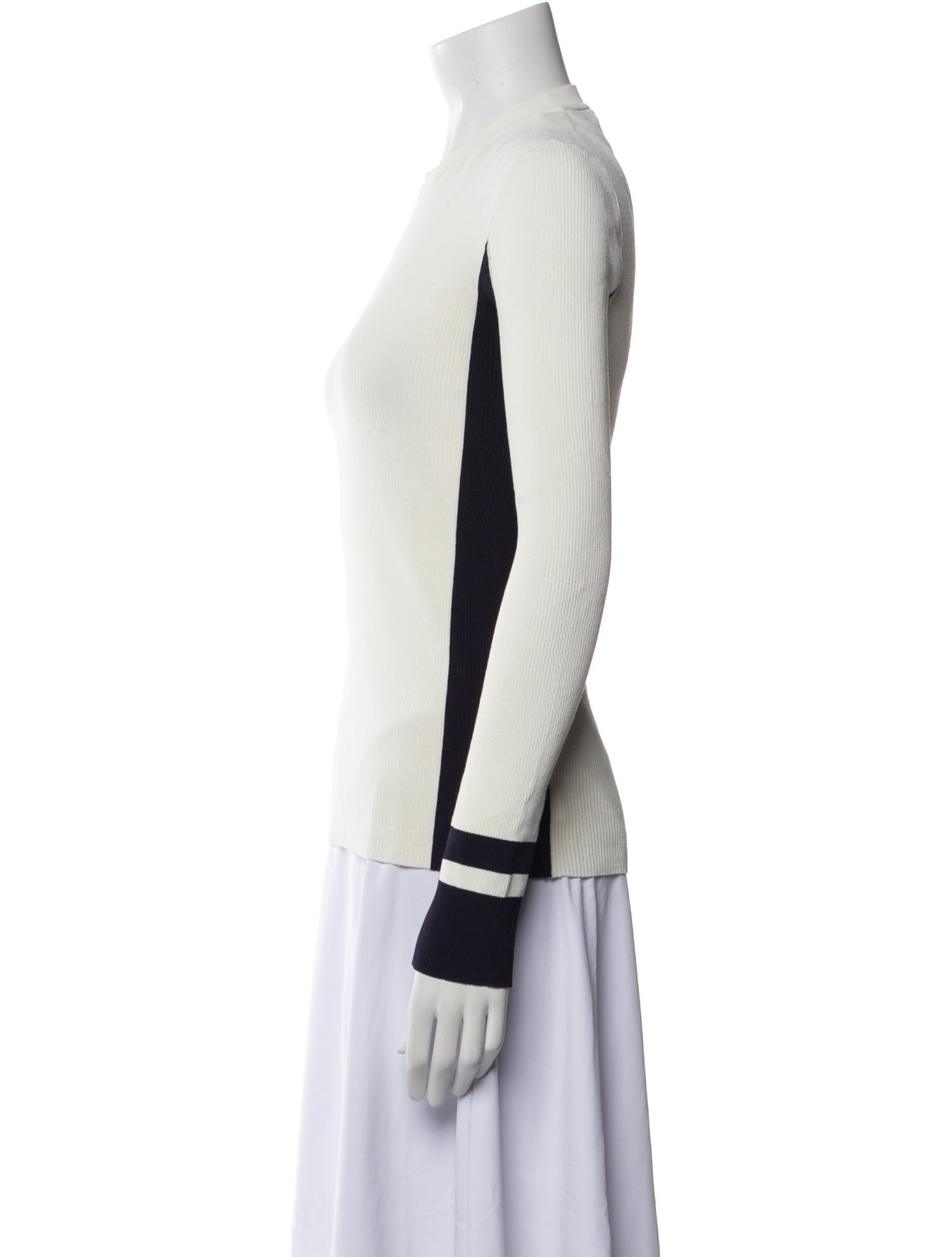 Tibi Colorblock Pattern Crew Neck Top