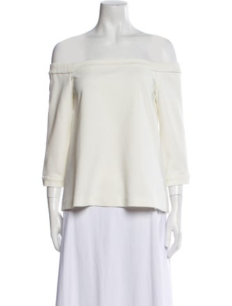Tibi Off-The-Shoulder Three-Quarter Sleeve Blouse