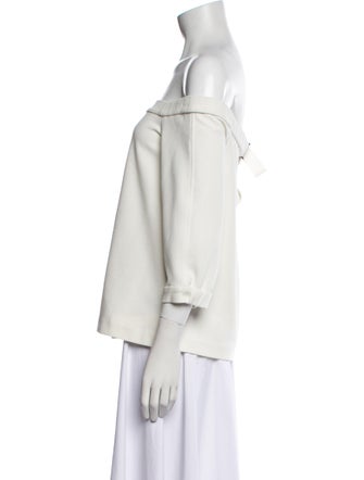 Tibi Off-The-Shoulder Three-Quarter Sleeve Blouse