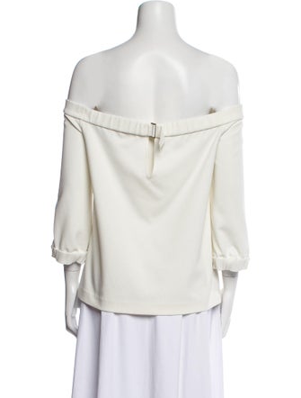 Tibi Off-The-Shoulder Three-Quarter Sleeve Blouse