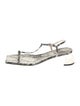 Tibi Leather Animal Print T-Strap Sandals