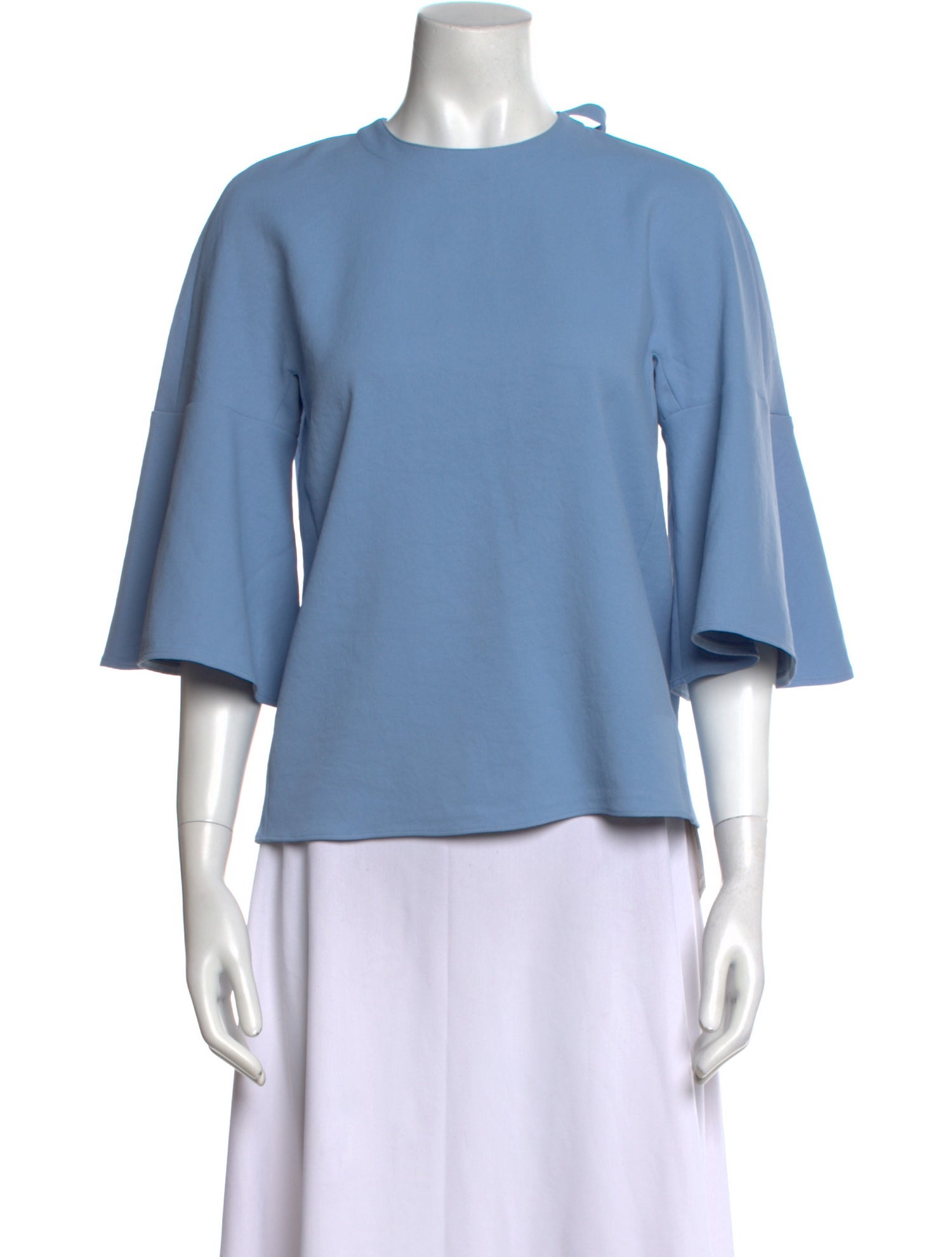 Tibi Crew Neck Three-Quarter Sleeve Blouse
